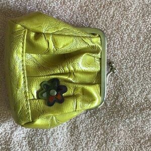 Yellow Women's Coin Purse with Floral Accent